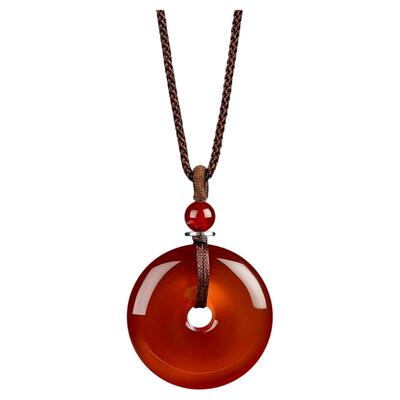 iSTONE/石头记玉髓玛瑙平安扣吊坠红玛瑙新中式女高级感新款项链