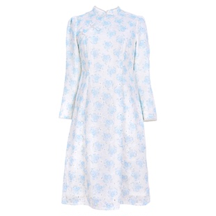 2026春季胖mm中式风连衣裙大码女装减龄小镂空碎花刺绣改良旗袍裙