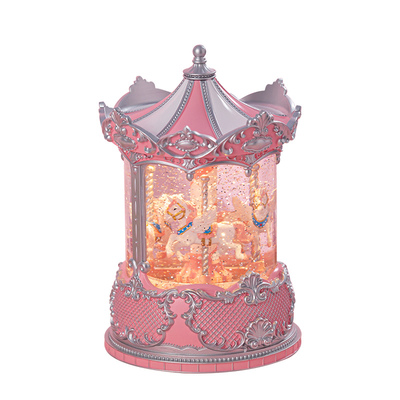 旋转木马飘雪音乐盒水晶球