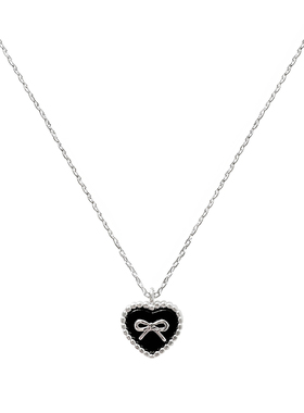 EVESENSE蝴蝶结爱心黑玛瑙锁骨链