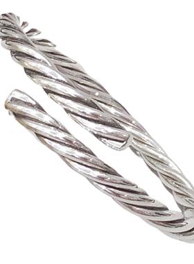亮银阁999足银手镯男女情侣款 手工编织手镯个性银镯子开口可调节