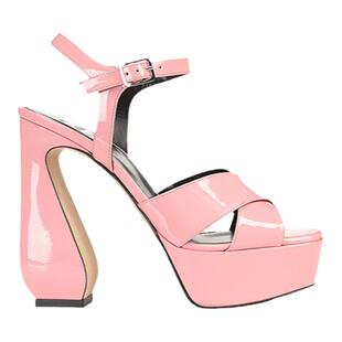 Sergio Rossi/SR女鞋SI ROSSI系列漆皮高跟厚底防水台粗跟凉鞋女