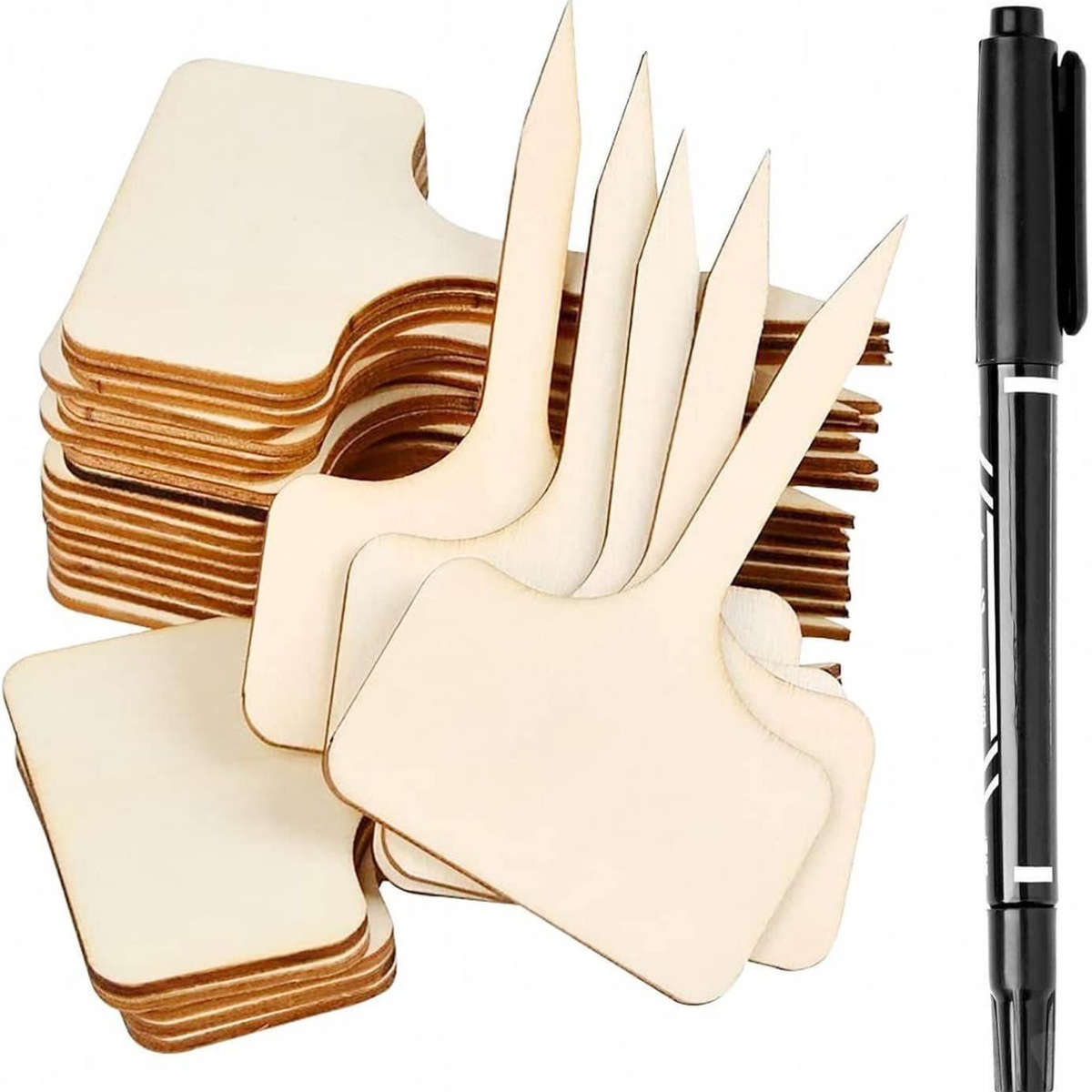 园艺标签牌竹木质插地牌植物插牌花卉吊牌苗木标记牌多肉T型标签