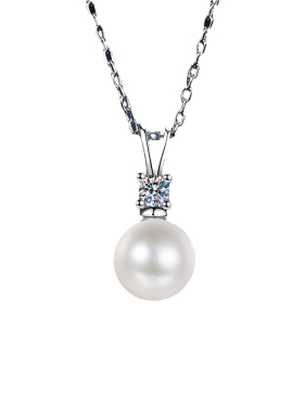 淡水珍珠项链莫桑石女锁骨链