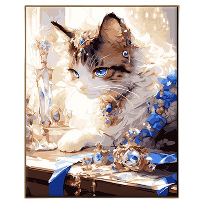 自油自画DIY数字油画钻石猫