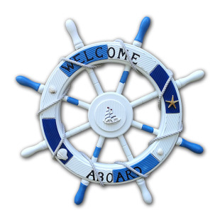 地中海洋风大小船舵方向舵舵手领航船锚舵儿童房童装店背景墙挂饰