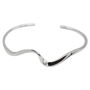 通体S925纯银波浪开口手镯子女款INS风高级感简约韩版小众设计潮