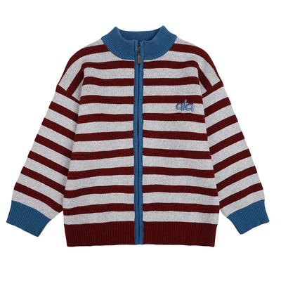 男童毛衣儿童针织衫开衫外套2025新款男孩条纹上衣线衣加绒加厚冬