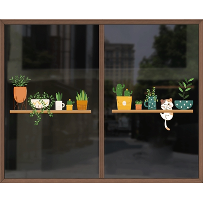 小熊猫厨房客厅推拉门玻璃贴纸