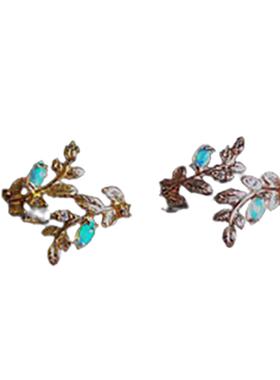 青藤绕梦开口戒指藤蔓女天然欧泊