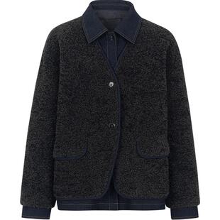 KBNE巴恩风灰色羽绒服女秋冬新款假两件牛仔短外套保暖加厚外衣