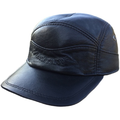 冬季棒球帽显脸小男牛皮真皮老年