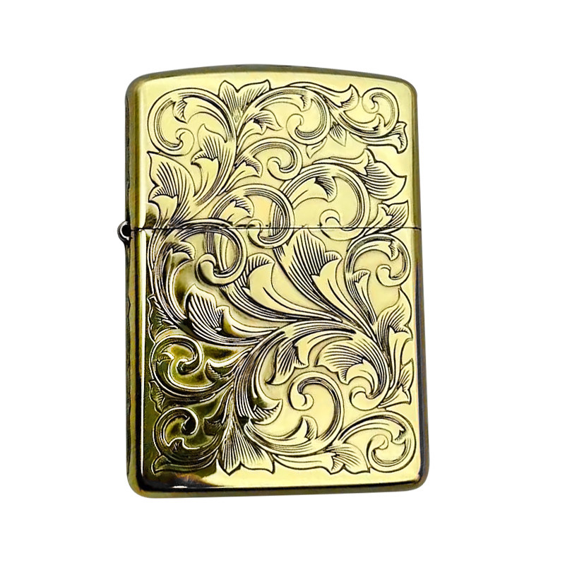 zippo蚊版黄铜五面唐草打火机礼