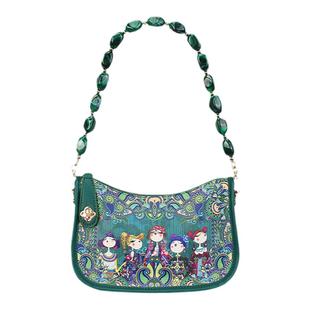 卡秀小众原创印花牛皮包2025新款潮百搭真皮链条女包单肩斜挎小包