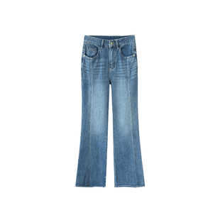 腿型美化术~！高腰微喇叭牛仔裤女2025新款莱赛尔修身弹力长裤子