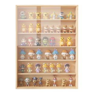 实木盲盒展示架收纳手办展示柜潮玩玩偶娃娃展示盒壁挂墙上置物架