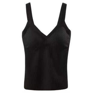 秋冬磨毛保暖V领背心女自发热防寒修身带胸垫打底无痕吊带内衣女