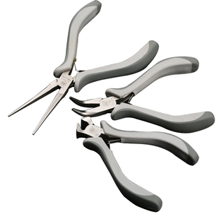 日本福冈5寸迷你尖斜弯嘴针钳子无牙扁口顶切圆头钳diy维修工具小