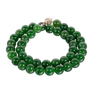 若华珠宝珠翠=国潮大颗粒和田玉碧玉项链女14K金玉石串珠颈饰礼物