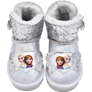 女童真皮防水雪地靴大棉公主靴子冬季新款儿童加绒童鞋棉靴雪地棉