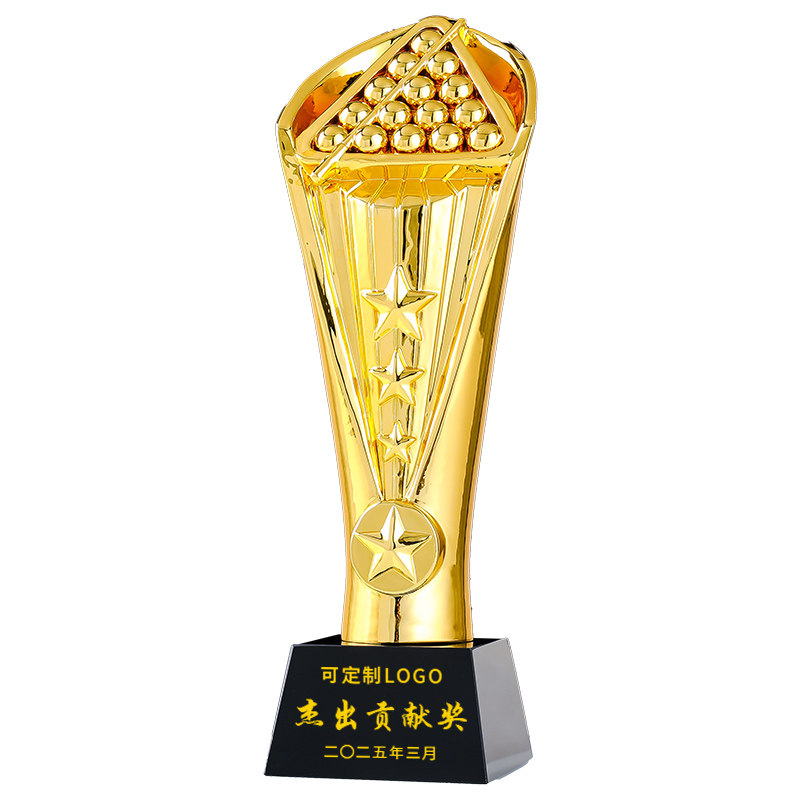 桌球斯诺克九球黑八台球水晶奖杯