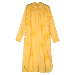 【ZOLLE因为】纯色立领显瘦刺绣衬衫连衣裙春夏新款