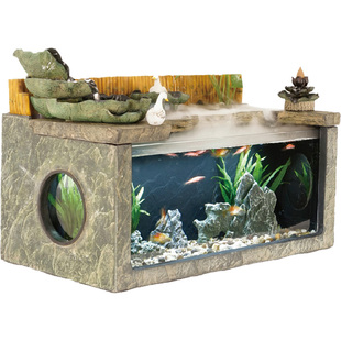 匠心坊中式景观桌面流水摆件循环水客厅鱼缸造景茶台办公室装饰