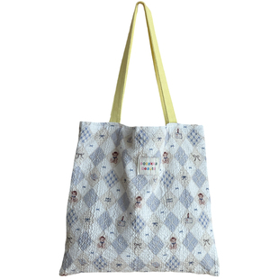 韩系新款甜美卡通小熊褶皱单肩双层购物袋可爱学生休闲百搭腋下包