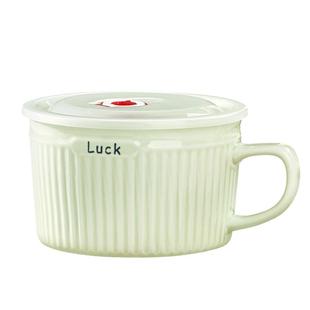 陶瓷泡面碗带盖简约大容量上班家用宿舍学生可微波带手柄便当盒