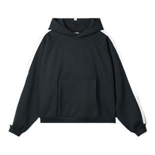 SLAMBLE CLO.新款套头帽衫男休闲运动连帽卫衣侧边条潮流美式上衣