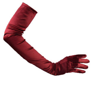丝光绸缎面手套58cm弹性复古深红色酒红色超长款防晒礼服婚纱赫本
