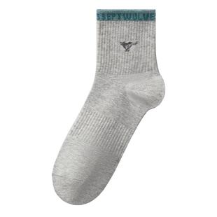 七匹狼袜子男士夏季中筒袜100%纯棉吸汗防臭7a抗菌长袜运动袜男款