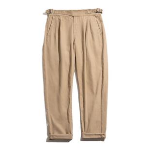 马登工装廓尔格裤子男库尔喀直筒休闲高腰卡其裤那不勒斯西裤长裤