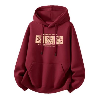 Jeep吉普酒红加绒连帽卫衣男款