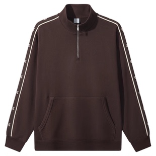 【老花织带】卡宾半拉链休闲卫衣男装春新款重磅纯棉立领上衣