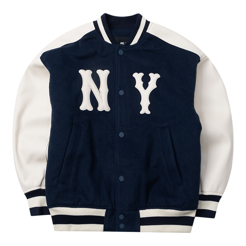 MLB情侣NY大标拼接棒球服外套