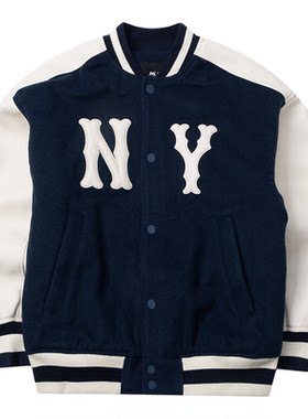 MLB情侣NY大标拼接棒球服外套