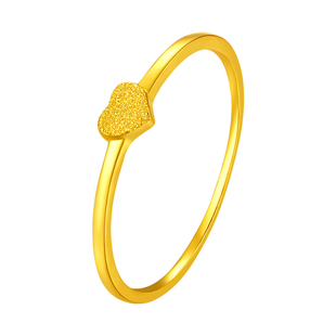 黄金戒指999足金磨砂小爱心2025新款时尚细款闭口按克实心纯金女