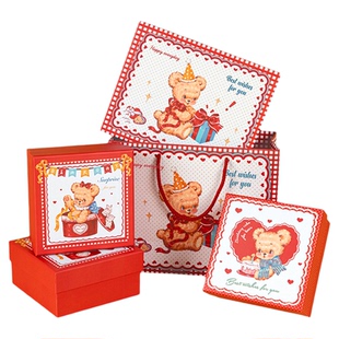 乐本·熊熊派对情人节新年礼盒包装空盒儿童生日圣诞可爱复古女生