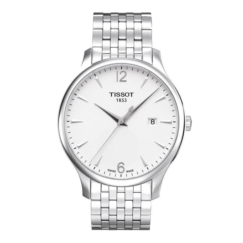 天梭(TISSOT)俊雅系列日历简约钢带石英男表T063.610.11.037.00