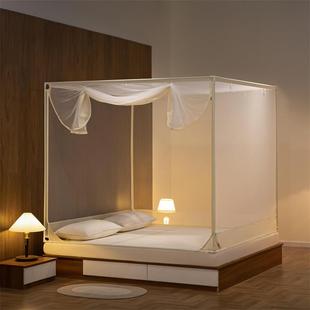 新款 家用儿童防摔1.5x1.9米1.8m床纹账 简约风坐床回底蚊帐床笠款