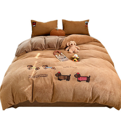 a类母婴级羊羔绒牛奶绒四件套2025新款冬季床品冬天加厚保暖被套