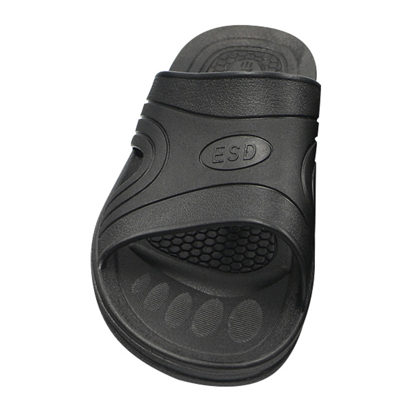 闽鑫圆防静电拖鞋SPU底两孔无尘黑色防滑柔软舒适工作鞋男女同款