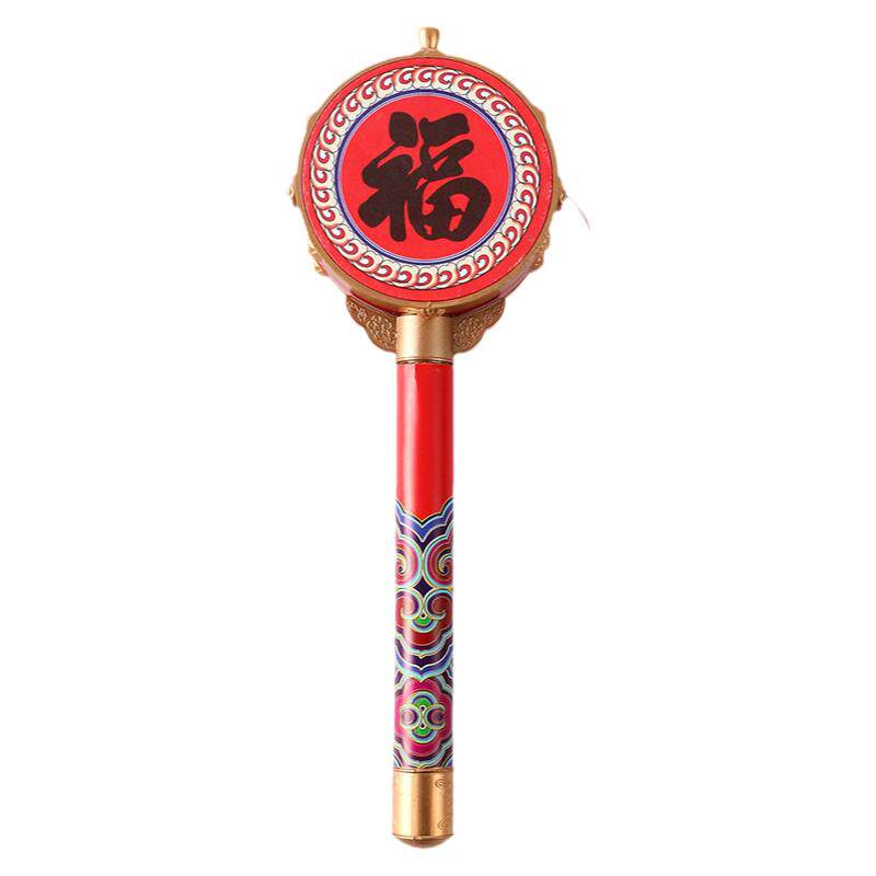 国风孩子玩老式拨浪鼓