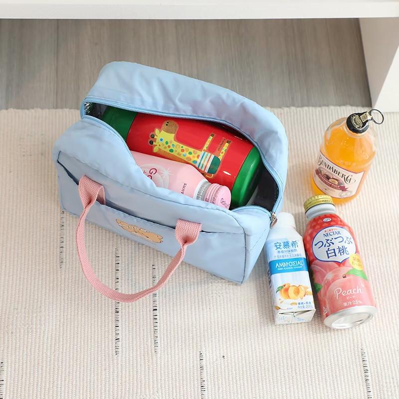 可爱卡通大容量加厚手提防水保温小拎包学生上班族饭盒包便当包