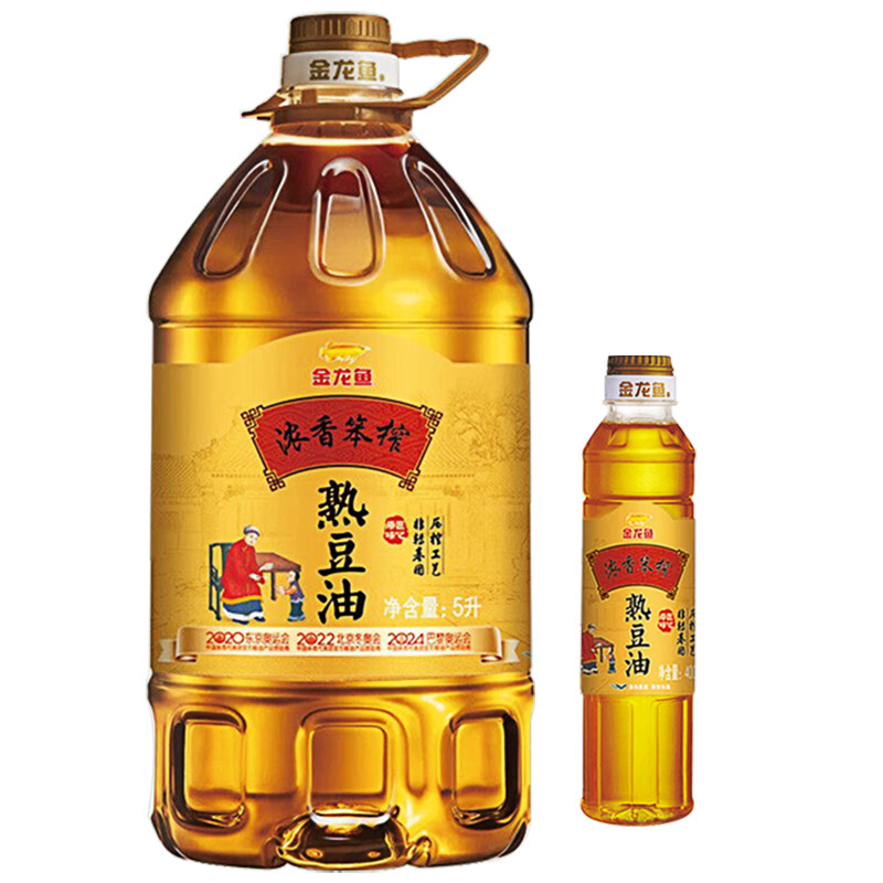 金龙鱼浓香笨榨熟豆油5L+400mL