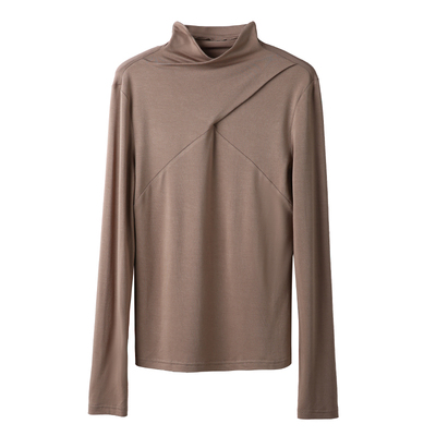 【到手129元】牛奶丝般舒适~不规则半高领内搭打底衫长袖T恤上衣