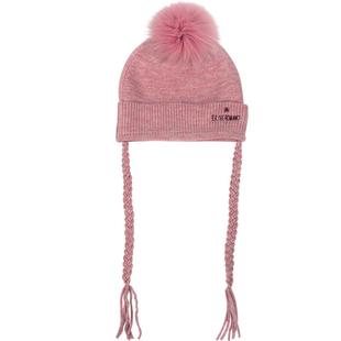 shes狐狸毛球帽女秋冬休闲绵羊毛混纺帽子可拆卸辫子保暖帽女