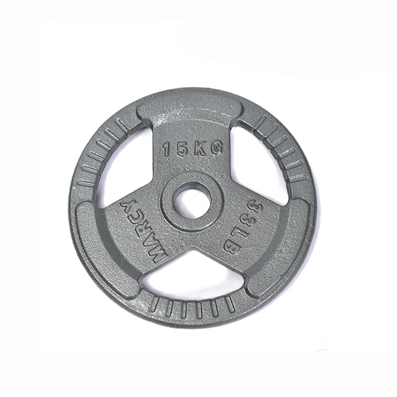 三孔烤漆手抓片大孔小孔杠铃片哑铃片家用健身奥杆1.25-20KG纯铁
