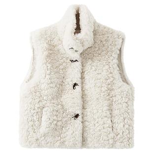 夕蒙2025新款冬季韩系小个子绝美巨好看羊羔毛毛绒立领马甲外套女